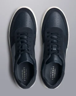 Online Charles Tyrwhitt Leather and Suede Cupsole Sneakers - Navy