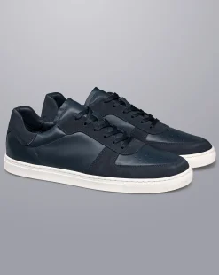 Online Charles Tyrwhitt Leather and Suede Cupsole Sneakers - Navy