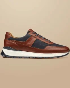 Store Charles Tyrwhitt Leather and Suede Sneakers - & Grey Chestnut Brown