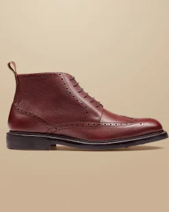 Clearance Charles Tyrwhitt Leather Brogue Boots - Chestnut Brown
