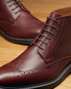 Clearance Charles Tyrwhitt Leather Brogue Boots - Chestnut Brown