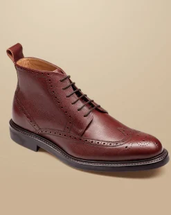 Clearance Charles Tyrwhitt Leather Brogue Boots - Chestnut Brown