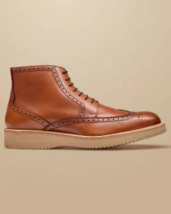 Best Sale Charles Tyrwhitt Leather Brogue Boots - Dark Tan