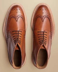 Best Sale Charles Tyrwhitt Leather Brogue Boots - Dark Tan