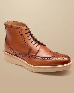 Best Sale Charles Tyrwhitt Leather Brogue Boots - Dark Tan