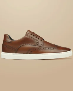Fashion Charles Tyrwhitt Leather Brogue Sneakers - Walnut Brown