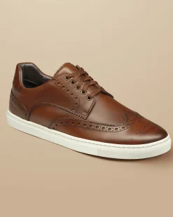 Fashion Charles Tyrwhitt Leather Brogue Sneakers - Walnut Brown
