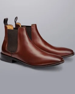 Online Charles Tyrwhitt Leather Chelsea Boots - Chestnut Brown