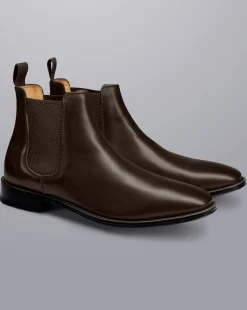 Sale Charles Tyrwhitt Leather Chelsea Boots - Dark Chocolate