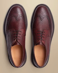 Outlet Charles Tyrwhitt Leather Grain Derby Brogue Shoes - Chestnut Brown