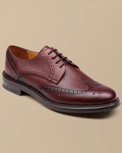 Outlet Charles Tyrwhitt Leather Grain Derby Brogue Shoes - Chestnut Brown