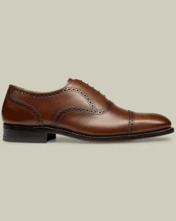New Charles Tyrwhitt Leather Oxford Brogue Shoes - Dark Tan