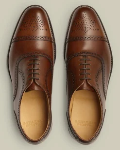 New Charles Tyrwhitt Leather Oxford Brogue Shoes - Dark Tan