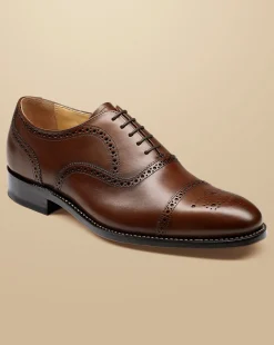 New Charles Tyrwhitt Leather Oxford Brogue Shoes - Dark Tan