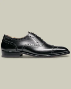 Shop Charles Tyrwhitt Leather Oxford Brogue Shoes - Black
