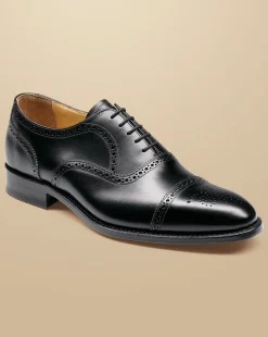 Shop Charles Tyrwhitt Leather Oxford Brogue Shoes - Black