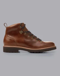 Shop Charles Tyrwhitt Leather Rubber Sole Boots - Dark Tan