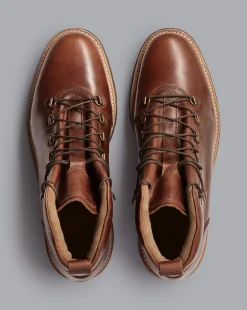 Shop Charles Tyrwhitt Leather Rubber Sole Boots - Dark Tan