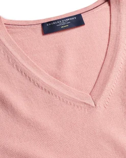 Cheap Charles Tyrwhitt Light Coral Pure Merino V Neck Sweater Light Coral Pink
