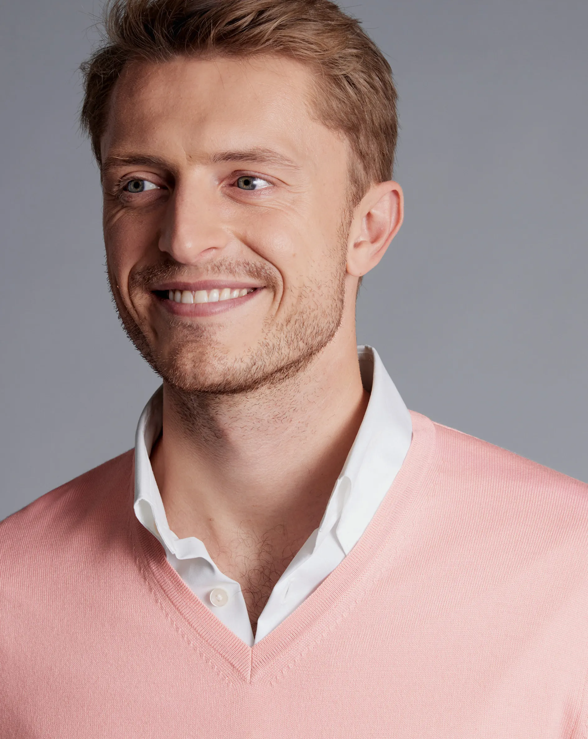 Cheap Charles Tyrwhitt Light Coral Pure Merino V Neck Sweater Light Coral Pink