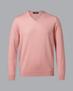 Cheap Charles Tyrwhitt Light Coral Pure Merino V Neck Sweater Light Coral Pink