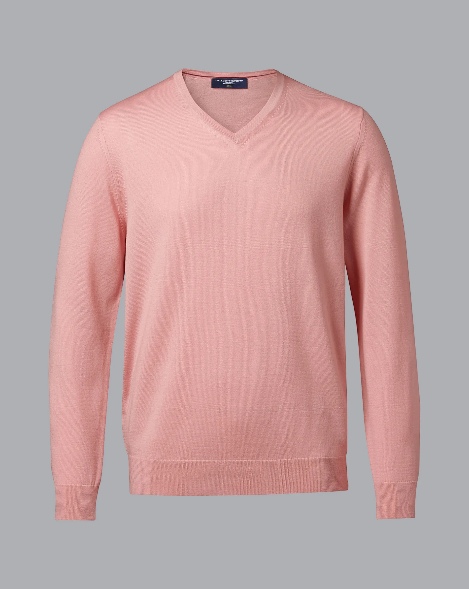 Cheap Charles Tyrwhitt Light Coral Pure Merino V Neck Sweater Light Coral Pink