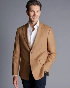 Best Charles Tyrwhitt Linen Cotton Jacket - Camel