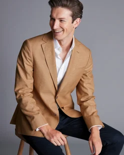Best Charles Tyrwhitt Linen Cotton Jacket - Camel