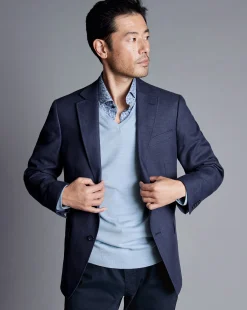Best Charles Tyrwhitt Linen Cotton Jacket - Blue Indigo