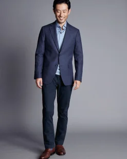 Best Charles Tyrwhitt Linen Cotton Jacket - Blue Indigo