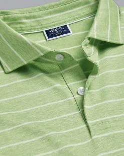 Flash Sale Charles Tyrwhitt Linen Cotton Stripe Polo - Green