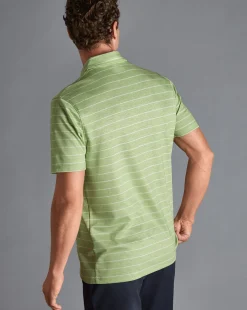 Flash Sale Charles Tyrwhitt Linen Cotton Stripe Polo - Green