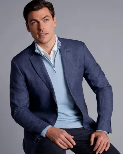 Best Sale Charles Tyrwhitt Linen Jacket - Ocean Blue