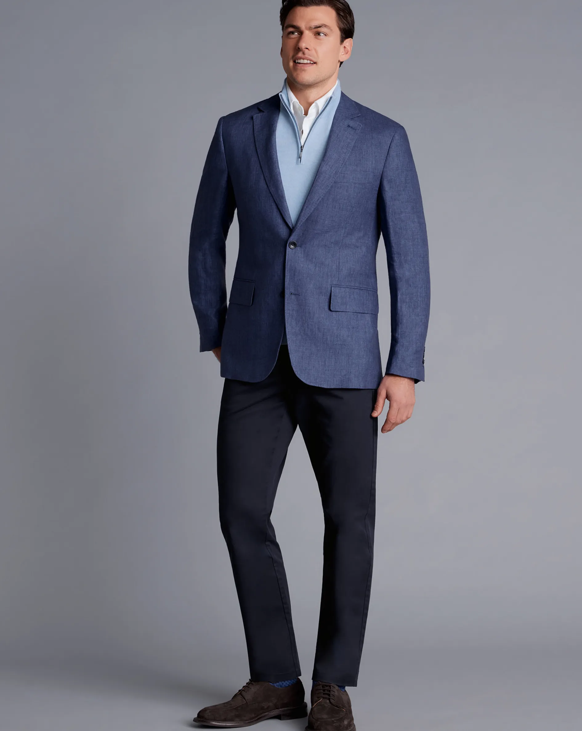 Best Sale Charles Tyrwhitt Linen Jacket - Ocean Blue
