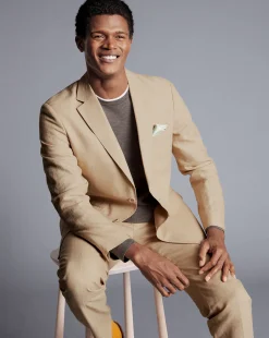 Shop Charles Tyrwhitt Linen Jacket - Stone