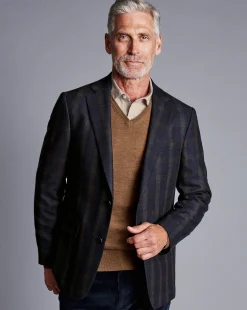 Fashion Charles Tyrwhitt Luxury Italian Check Jacket - Navy