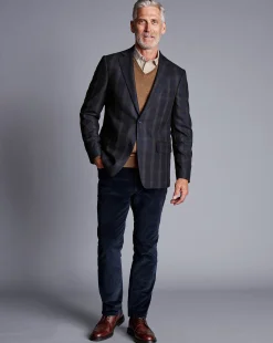 Fashion Charles Tyrwhitt Luxury Italian Check Jacket - Navy
