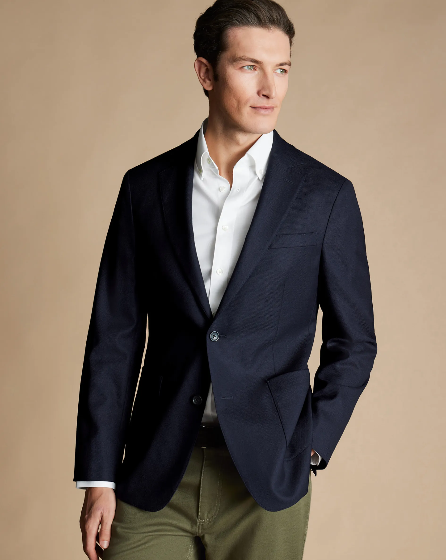 Cheap Charles Tyrwhitt Luxury Italian Hopsack Jacket - Navy