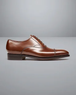 Clearance Charles Tyrwhitt Made in England High-Shine Leather Oxford Shoes - Dark Tan