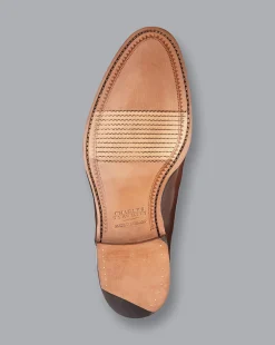 Clearance Charles Tyrwhitt Made in England High-Shine Leather Oxford Shoes - Dark Tan