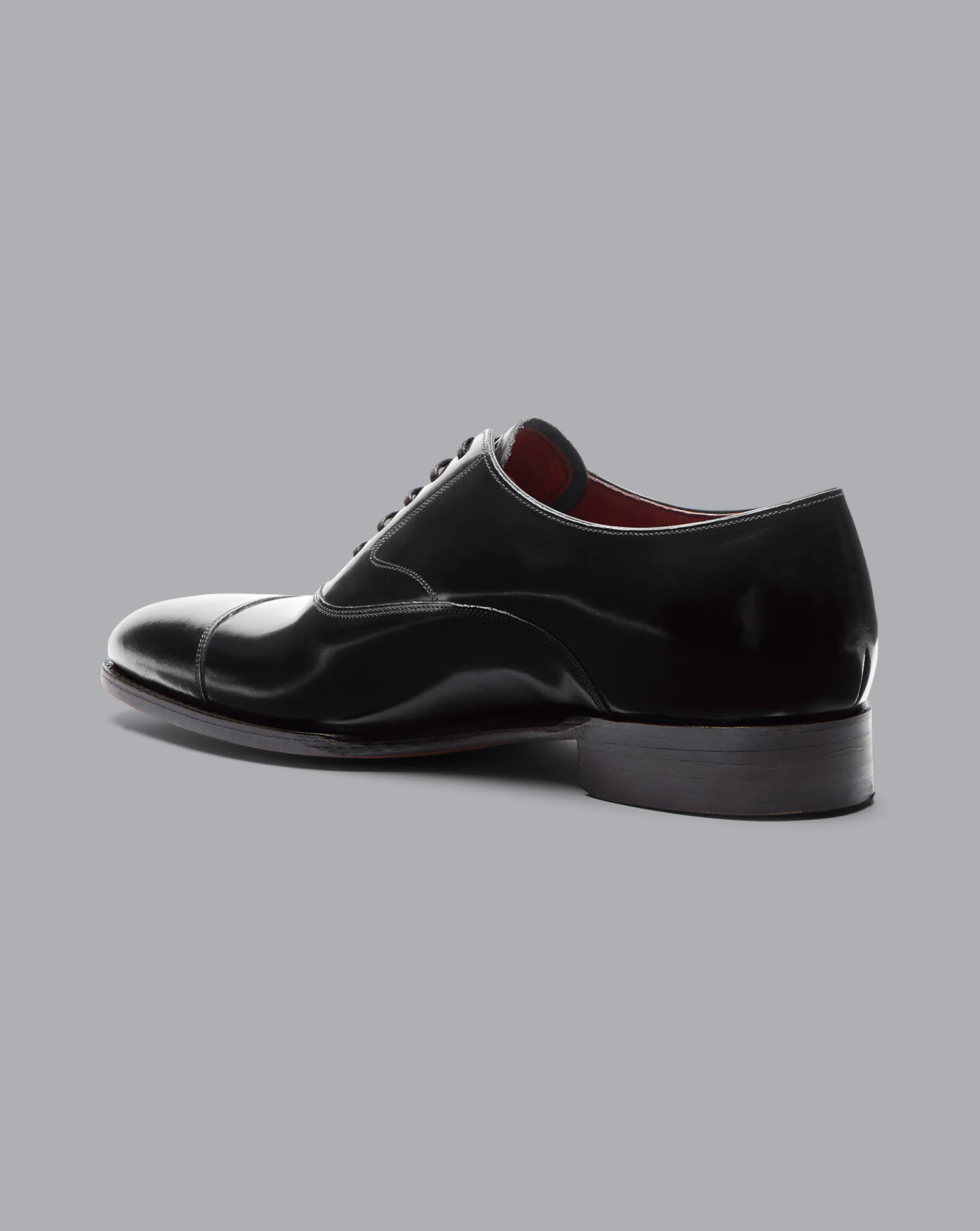 Store Charles Tyrwhitt Made in England High-Shine Leather Oxford Shoes - Black