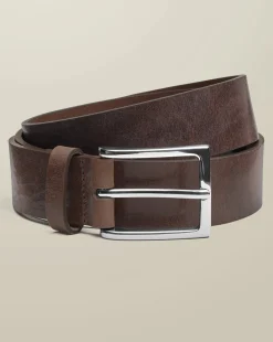 Outlet Charles Tyrwhitt Made in England Leather Chino Belt - Chocolate Brown