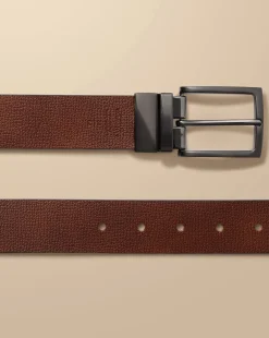 Outlet Charles Tyrwhitt Made In England Leather Reversible Chino Belt - Dark Tan