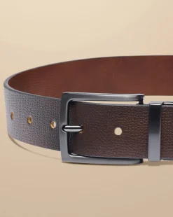 Outlet Charles Tyrwhitt Made In England Leather Reversible Chino Belt - Dark Tan