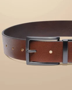 Outlet Charles Tyrwhitt Made In England Leather Reversible Chino Belt - Dark Tan