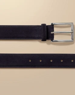 Store Charles Tyrwhitt Made In England Suede Belt - Dark Navy