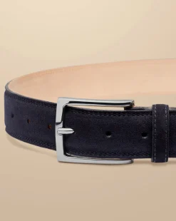 Store Charles Tyrwhitt Made In England Suede Belt - Dark Navy