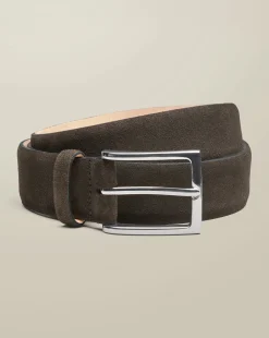 Shop Charles Tyrwhitt Made in England Suede Belt - Chocolate Chocolate Brown