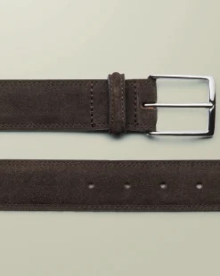 Shop Charles Tyrwhitt Made in England Suede Belt - Chocolate Chocolate Brown