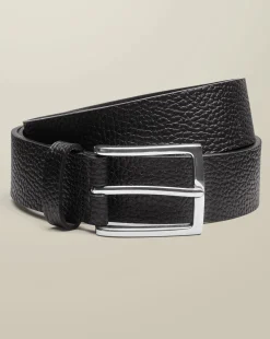 Cheap Charles Tyrwhitt Made in England Textured Leather Chino Belt - Black